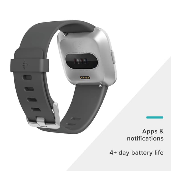 Fitbit Versa Lite 40mm Silver Dial Black Silicone Strap Smartwatch Black black