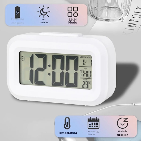LED Digital Väckarklocka Elektronisk Digital Alarm Skärm Skrivbord Bordsklockor För Hem Kontor Bakgrundsbelysning Snooze Kalenderklocka Astronaut