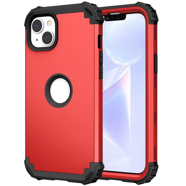 Silikoni Hybrid PC-puhelinkotelo iPhone 15:lle Red