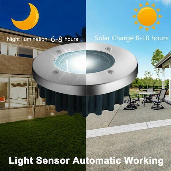 Grunnbelysning Gulv Terrasse Utendørs Hage LED Solcellelampe 2PCS