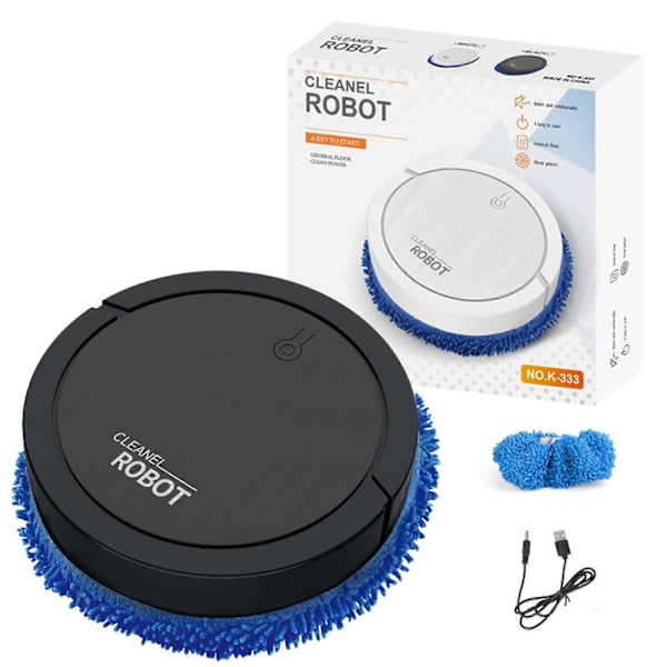 Robotdammsugare, Trasselfri sugförmåga, Slimmad, Automatisk självladdande robotdammsugare, Idealisk för djurhår, USB-batterikapacitet 1200mAh, 4h Black