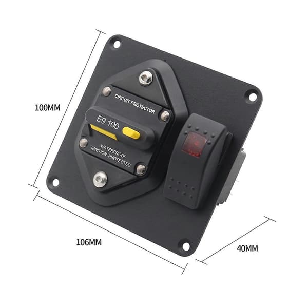 100A effektbryterpanel med rød LED-bakgrunnsbelyst enkeltlampe båtvippebryter for bobilbåt Black