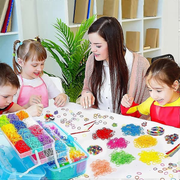 17500 stk. Rainbow Loom-elastikker Refill Kit med 600 S-clips & 28 farver til børn