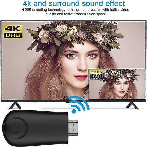 Trådløs HDMI-skjermadapter, HDMI-sender og -mottaker, 1080P speilingsadapter kompatibel med iPhone, iPad, Android, iOS, Windows, PC til HDTV