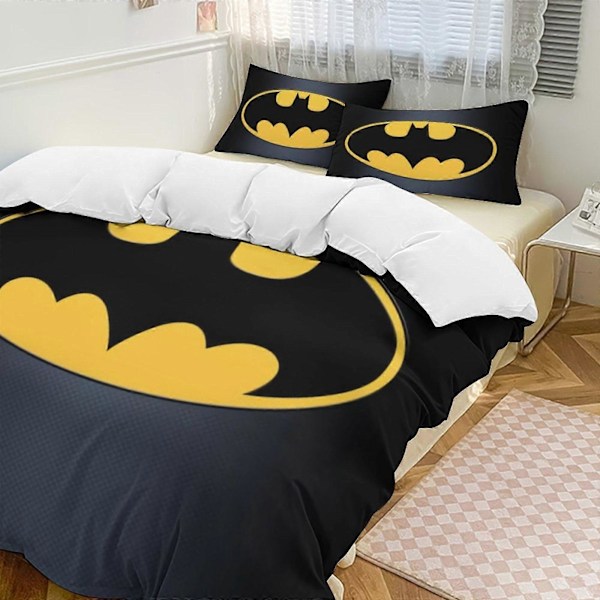 v2487 Sengetøy Batman Sengetøy Sett Ultra Mykt Hudvennlig Dynetrekk 3 Deler, Søtt Dynetrekk Sengesett for Gutter Jenter Barn (1 Dynetrekk 200x200cm 78x78in