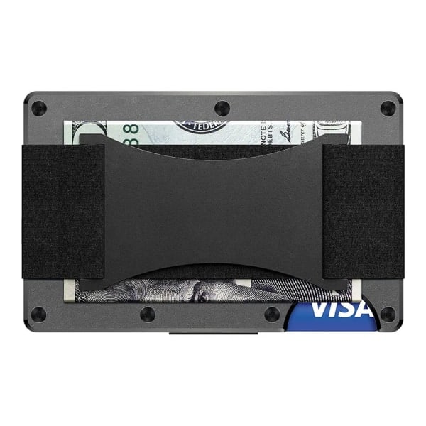 Smal Ridge plånbok för män, lyxigt varumärke, aluminium, kolfiber, RFID metallväskor, Carteira Masculina kreditkortshållare black