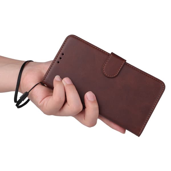 SKALO iPhone 16e PU Læder Wallet Case - Flere Farver Brown Brun