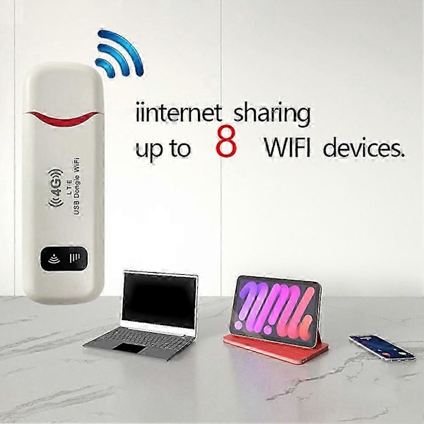 4G LTE Trådløs USB Dongle Mobilt Hotspot 150Mbps Modem Stick Simkort Mobilt Bredbånd Mini 4G Ruter egnet for Bil Kontor White