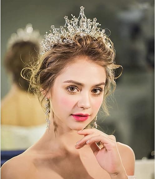 Gylden prinsessekrone, strasskrystal, gudinde, dronning, julekostume, rollespil, bryllupsdans konkurrence p