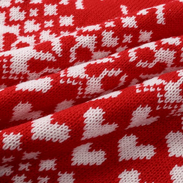 Dame Høst Vinter Julgenser Dame Strikket Genser hvit liten rød red medium