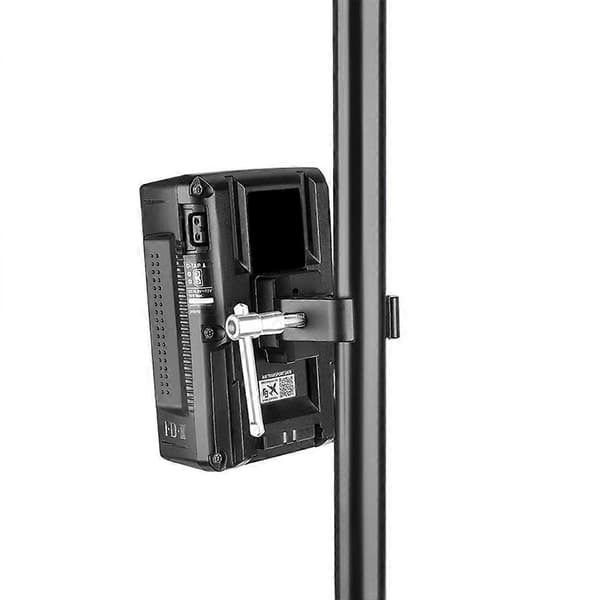 V-Mount batteriadapter med klemme til montering på lysstativstativ til V-Mount batteri til lysstativ eller stativ Black