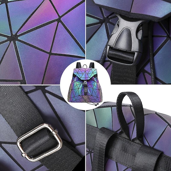 3 st Rhombus självlysande ryggsäck Student skolväska Vikbar reflekterande geometrisk ryggsäck Färgglada, geometriska lysande plånböcker och handväskor för kvinnor Re
