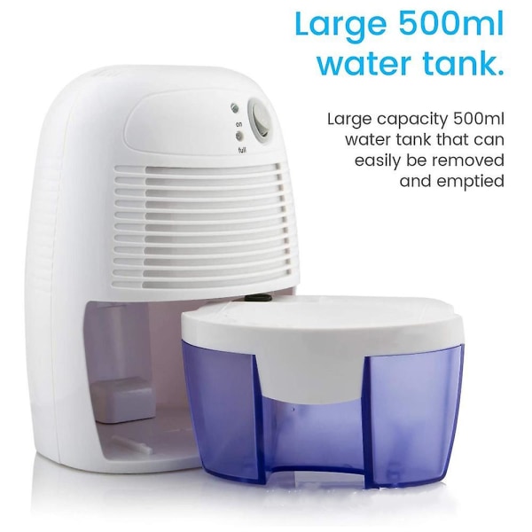 Mini Compact Air Avfuktare 500ml - Fuktabsorberande och form - Kök, sovrum, badrum, kontor, fuktsäker inomhustorkande avfuktare (blå