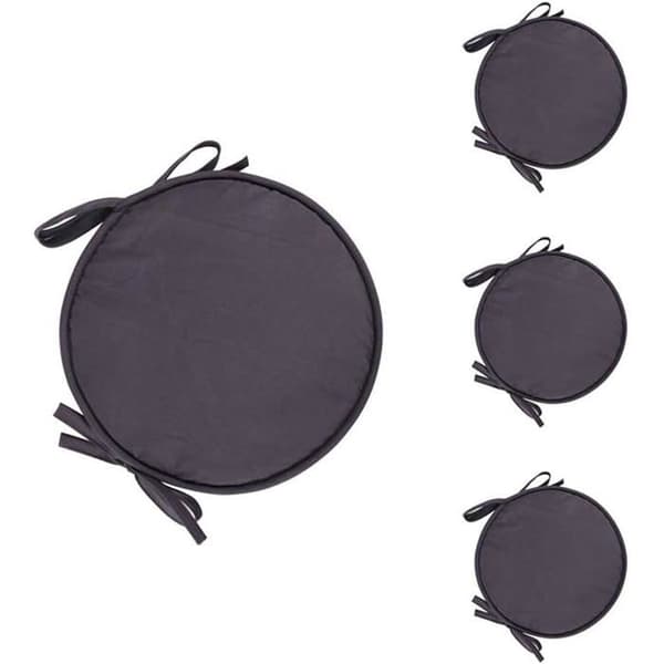Sett med 4 runde stolputer til spisebord og stoler med snøring, 38 cm (mørkegrå)