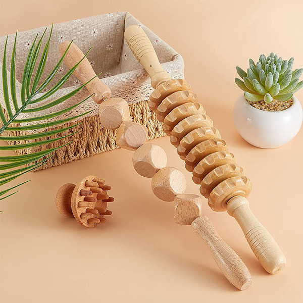 Trä Terapi Massage För Lymfdränage Massager Anti llulite Fascia Massage Roller för Helkroppsmuskel Smärtlindring 3Pcs