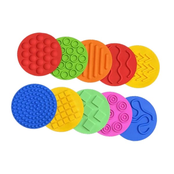 10x Sensoriske Silikone Måtter Taktile Sensoriske Cirkler til Børn Børnetræning Multicolor 10cm