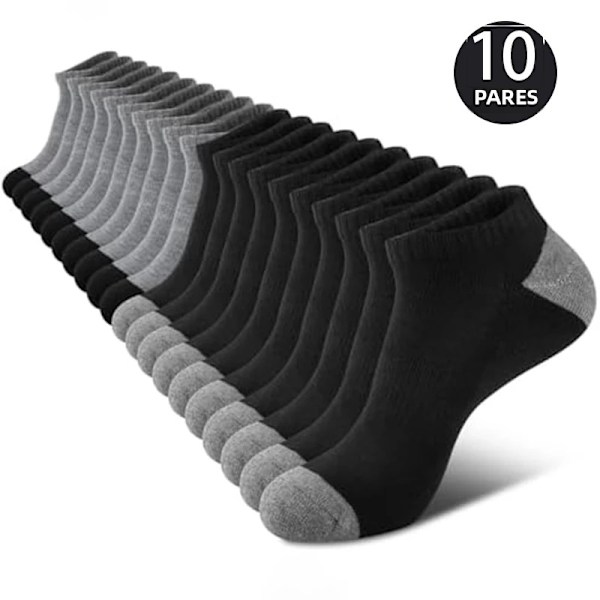 10 paria korkealaatuisia miesten urheilu- ja juoksusukkia kevään ja kesän ulkoiluun, hengittävät lyhyet sukat 5 Black-5 White One Size