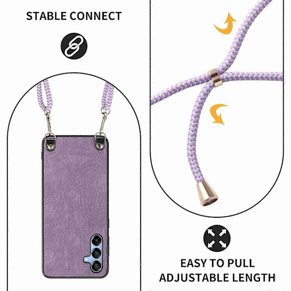 Til Samsung Galaxy A16 5G A16 4G Etui Retro Tekstur Læderbelagt PC+TPU Telefoncover med Hængende R Multicolor Pink
