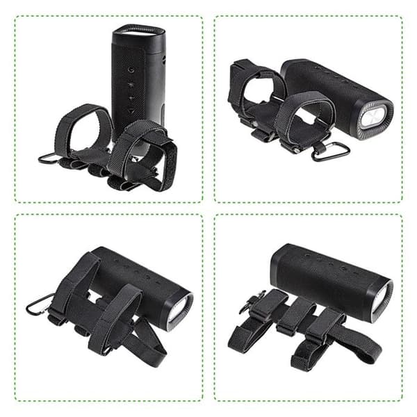 Bluetooth Cykelhøjttalerholder, Bærbar Højttalerholder, Justerbar Rem, Lille, Polyester, Sort