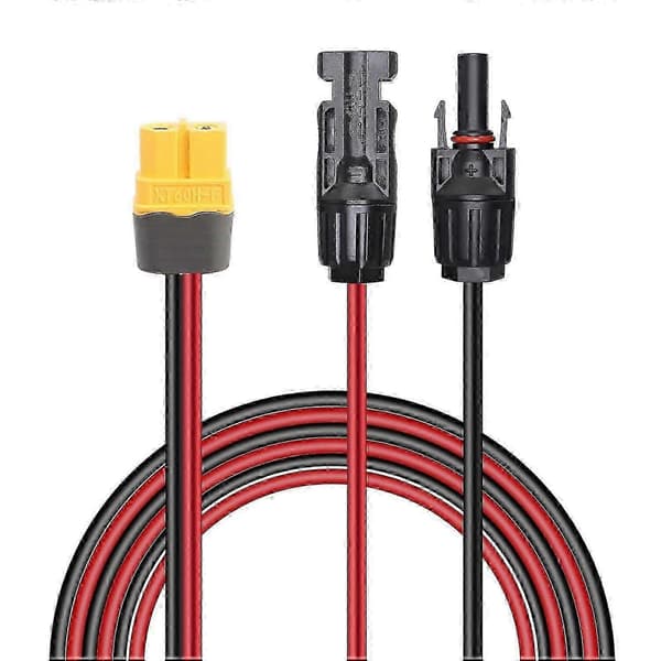 Solcellepanelkobling til XT60 12AWG adapterkabel, kompatibel med RV solcellepanel bærbar kraftstasjon solcellegenerator - 1,5M 4,9Ft