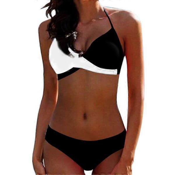 Dame Bikini Sæt Badetøj Badedragt Black White S