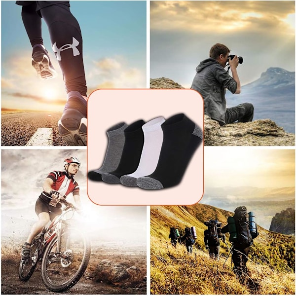10 par højkvalitets sports fitness løbesokker til mænd til forår og sommer udendørs fritid og åndbare korte sokker 5 Black-5 White One Size