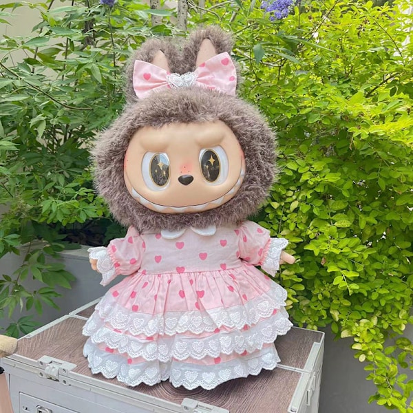 /NC/58cm Zimomo Docka Vinyl Labubu Plysch Kläder Söt Klänning Outfit Kläder Endast Labubu 58cm kläder utan d 58cm clothes without doll M pink love set