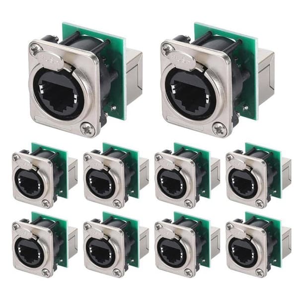 20 stk. Ethercon RJ45 Chassisstik, Ethercon NE8FDP Gennemgangsstik, RJ45 Cat5 Serie D Panelmonteringsstik