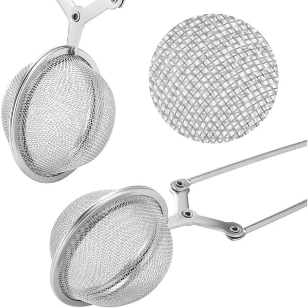 Sett med 4 teinfusere, rustfritt stål, tekule, for løs te og krydder, kjøkken.
