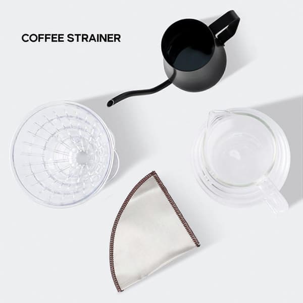 Genanvendelig Pour Over Kaffefilter Mesh Papirløst Kaffefilter Rustfrit Stål Keglefilter 3 til 4 Kopper Kaffedrypfilter