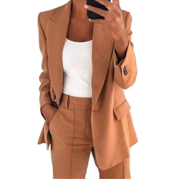 Dam Blazer Jacka Enkel Långärmad Kontor Kavaj Kostym Casual Kappa Jacka Ytterkläder Flera Storlekar Tillgängliga Black S