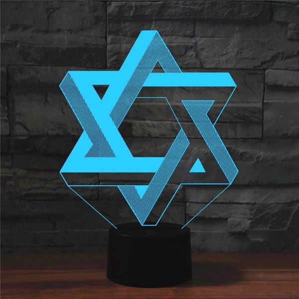 Pentagram Shape 3D Färgglad LED Vision Light Bordslampa USB Touch Version