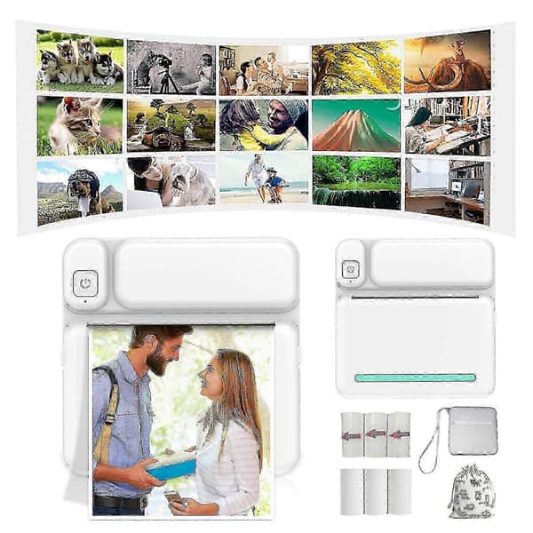 Mini 57mm Termiske Bluetooth-printere til Android og iOS Mobiler med Trådløs Billedfotoudskrivning fra Flye1984 Blue