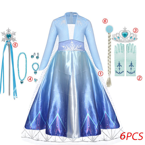 \"Frozen 2\" Elsa -asu tyttölapsille Halloween-roolileikkeihin Lumikuningatar Anna -prinsessamekko juhlapuku Anna-mekko C-WELLNGS Anna-mekko C Anna Dress C 5T(tag 120)