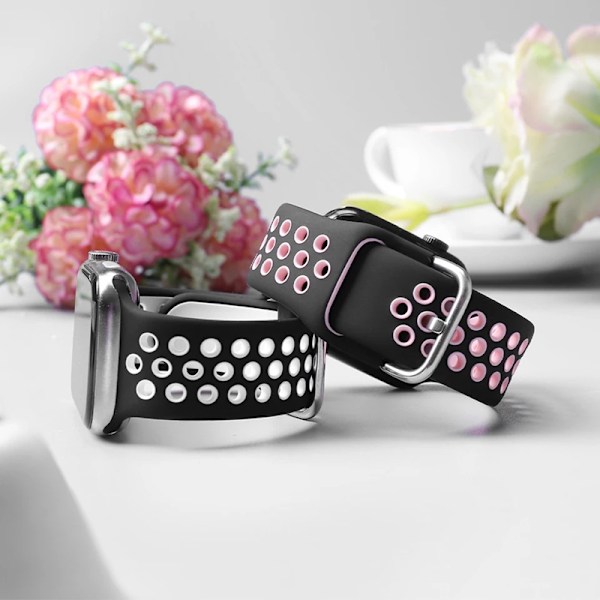 Kellon rannekkeeseen yhteensopiva ranneke 44mm 49mm 45mm 41mm 40mm 38mm 42mm Hengittävä ranneke bralet iwatch series 8 7 se 6 5 4 3 Ultra 49mm 6 red with black other: 38MM 40MM 41MM
