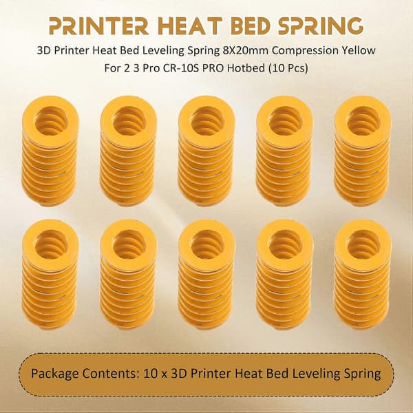 3D-printer varmeplade nivelleringsfjeder 8x20mm kompression gul til 2 3 Pro -10S PRO varmeplade (10 stk)