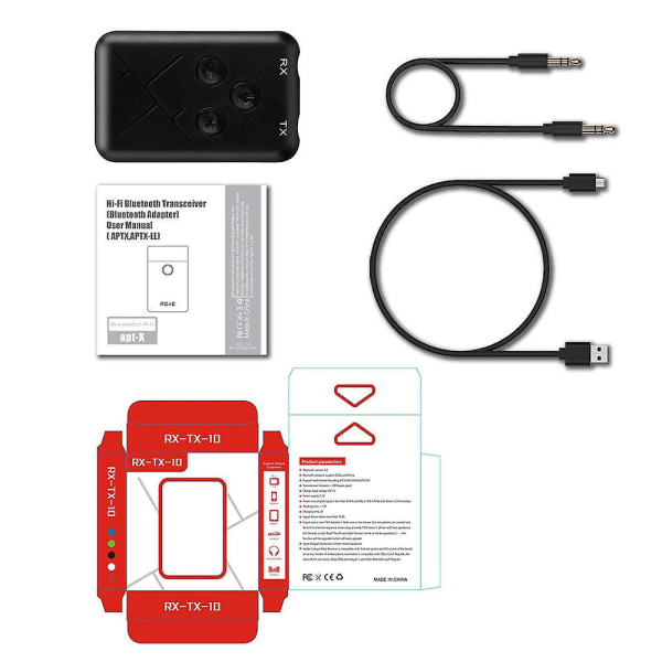 1 Pack 3-i-1 Bluetooth 5.0-sändare, Bärbar trådlös Bluetooth adapter, Uppladdningsbar Bluetooth sändare för TV, Bluetooth ljudmottagare för