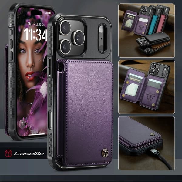 CASEME C22 Mobile Case for iPhone 17 Pro Max with RFID, Purple