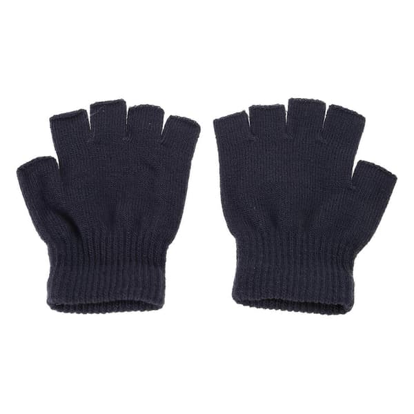 6 par unisex ensfarvede halvfingerhandsker efterår vinter strækbar strik fingerløse skrivekørevanter håndvarmer mørkegrå Blue
