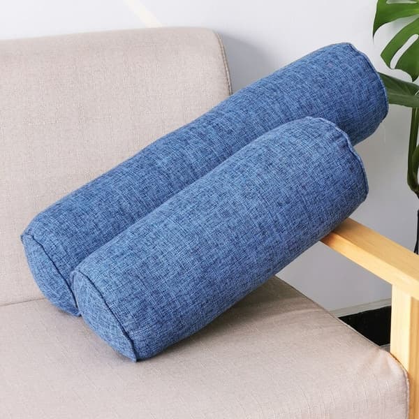 Lång kudde inre rund kroppskudde rektangulär sovkudde imitation bomullslinne kudde heminredning sovrum Blue 15x15x40cm