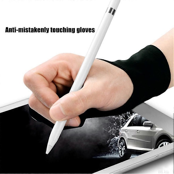 1st Anti-Fouling Två Finger Handske för Konstnär Ritpenna Grafisk Tablet Pad Black