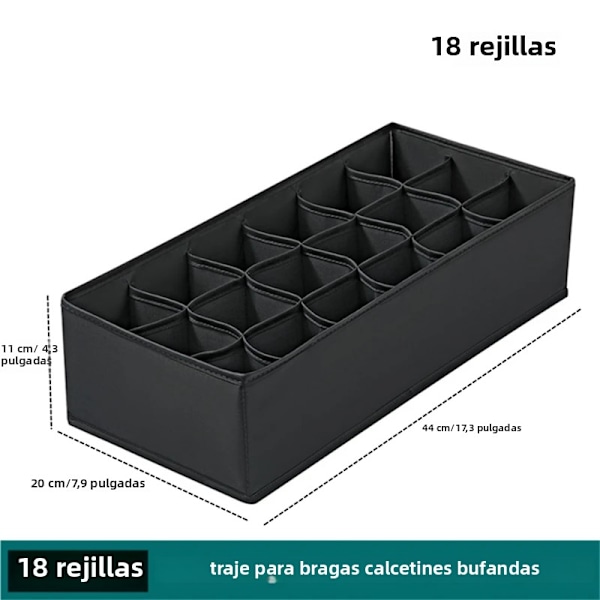 Lådinsats Underklädesförvaring Strumpor Och BH Byxor Förvaringslåda Skåp Lådinsats För Kläder Slipsar Garderobskläder 18 Grids