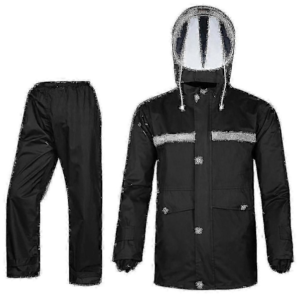 Regnset Dam Jacka Byxa Regnrock Utomhus Vattentät Anti-storm Black M