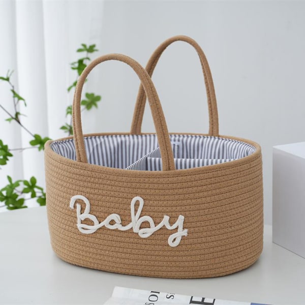 Multifunktionell Skötväska för Resor Bärbar för Mamma Bomulls Skötkorg med Dragsko Unisex Stil kaqi
