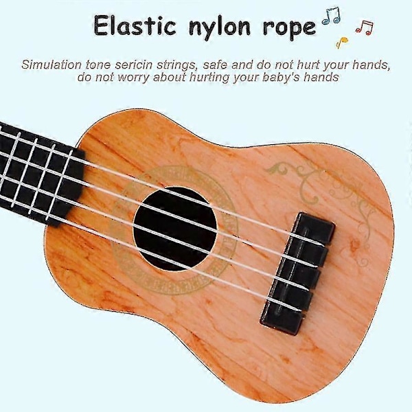 Mini Barnsimulering Träkorn Ukulele Klassisk Gitarr Leksaker Musikinstrument Brown