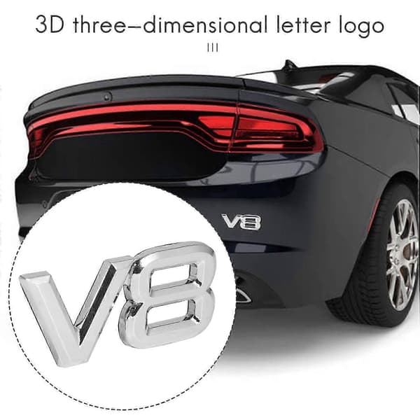 7.5x3.5cm Car V8 Decals 3D Chrome Sticker Badge Emblem