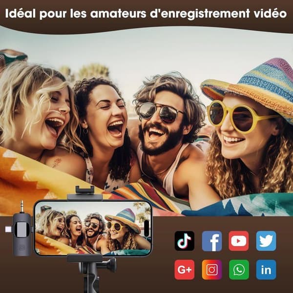 Trådløs Lavalier Mikrofon - Universal - 4 i 1 - Støyreduksjon - USB-C - Kompatibel med iPhone/Android