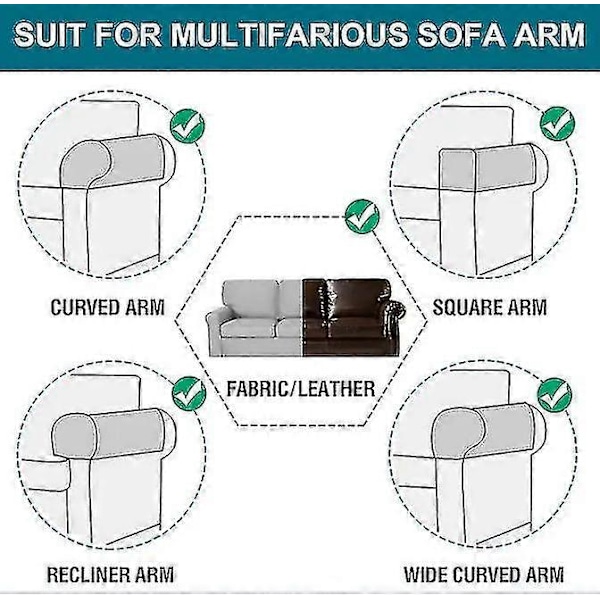 2 stk. Stretch Armlene Trekk Spandex Jacquard Armtrekk Myk og Elastisk Beskyttelse for Stoler Sofa Lenestol Trekk Recliner Sofa Deep coffee