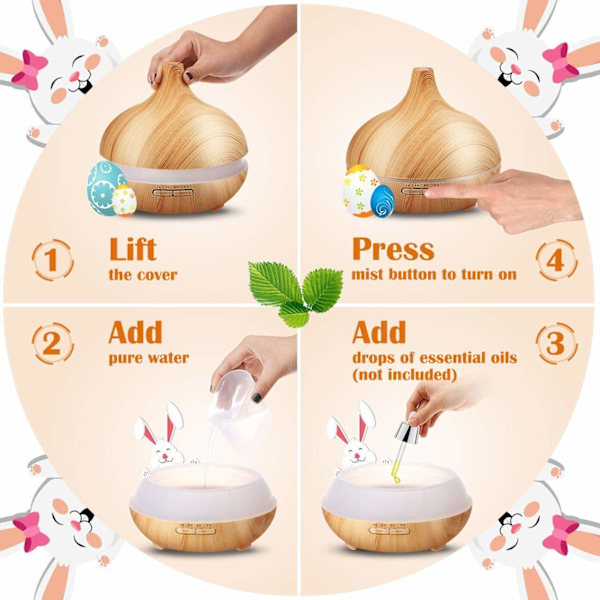Ultralyd Luftfukter Aromaterapi 300ml med LED-lys og Timer Madera