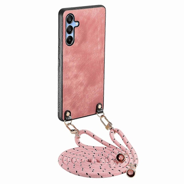 Kompatibel med Samsung Galaxy A16 5G A16 4G Etui Retro Tekstur Læderbelagt PC+TPU Telefon Cover med Hængende R Multicolor Pink